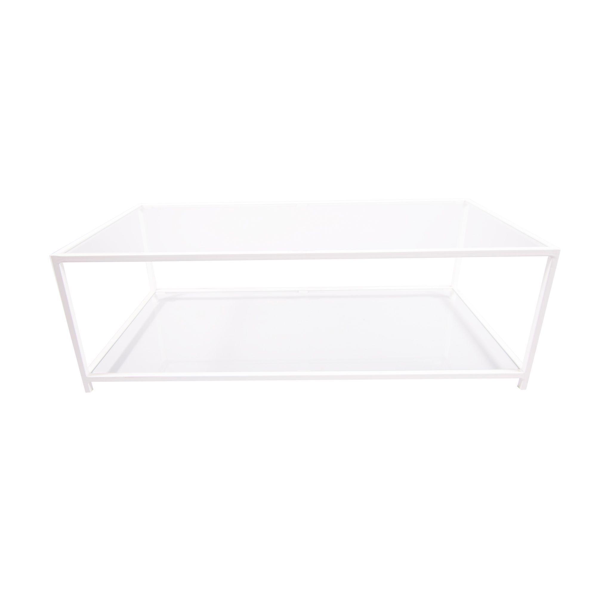 MESA DE CENTRO RECTANGULAR 100 BLANCO DOS NIVELES GLASS-2