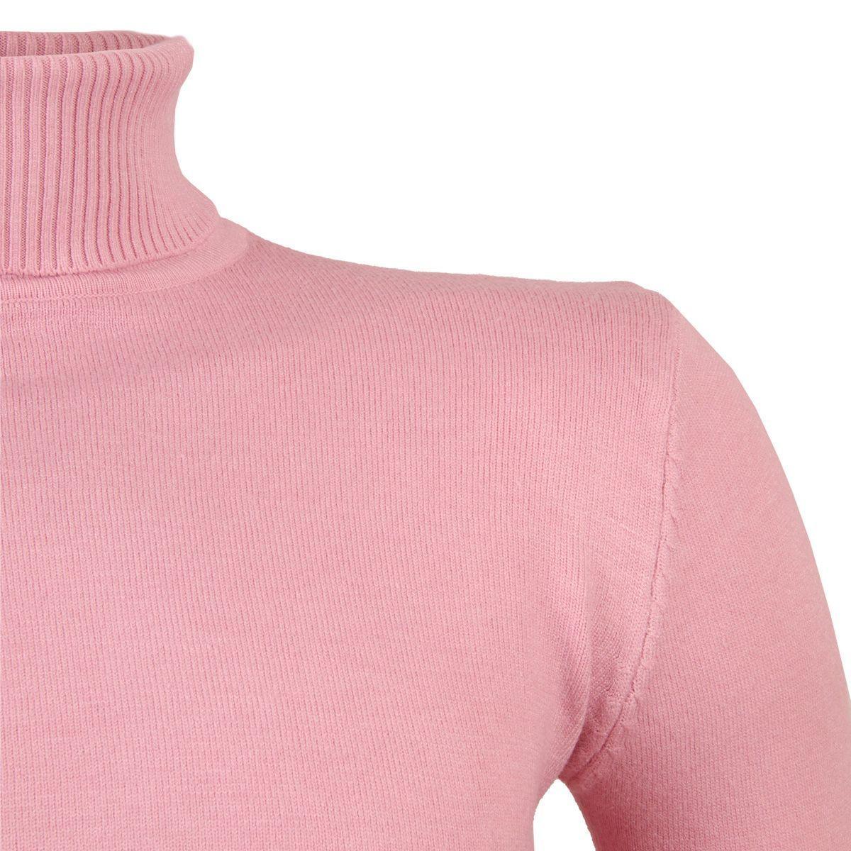 Sweater Palo Rosa New Hilo Fino Cuello Alto Modelo 805-1