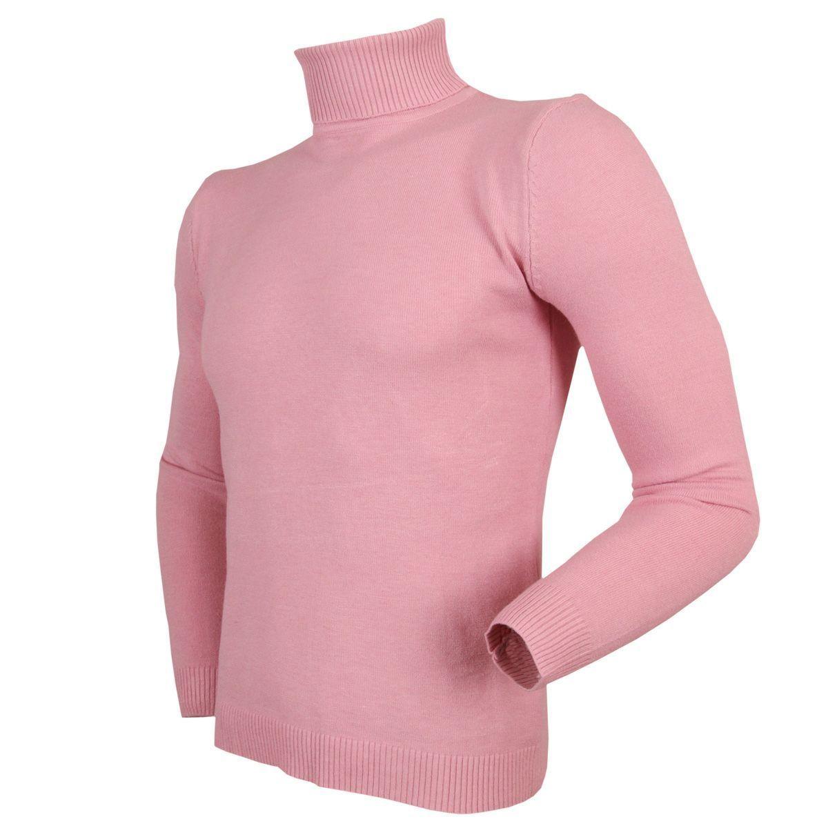Sweater Palo Rosa New Hilo Fino Cuello Alto Modelo 805-2