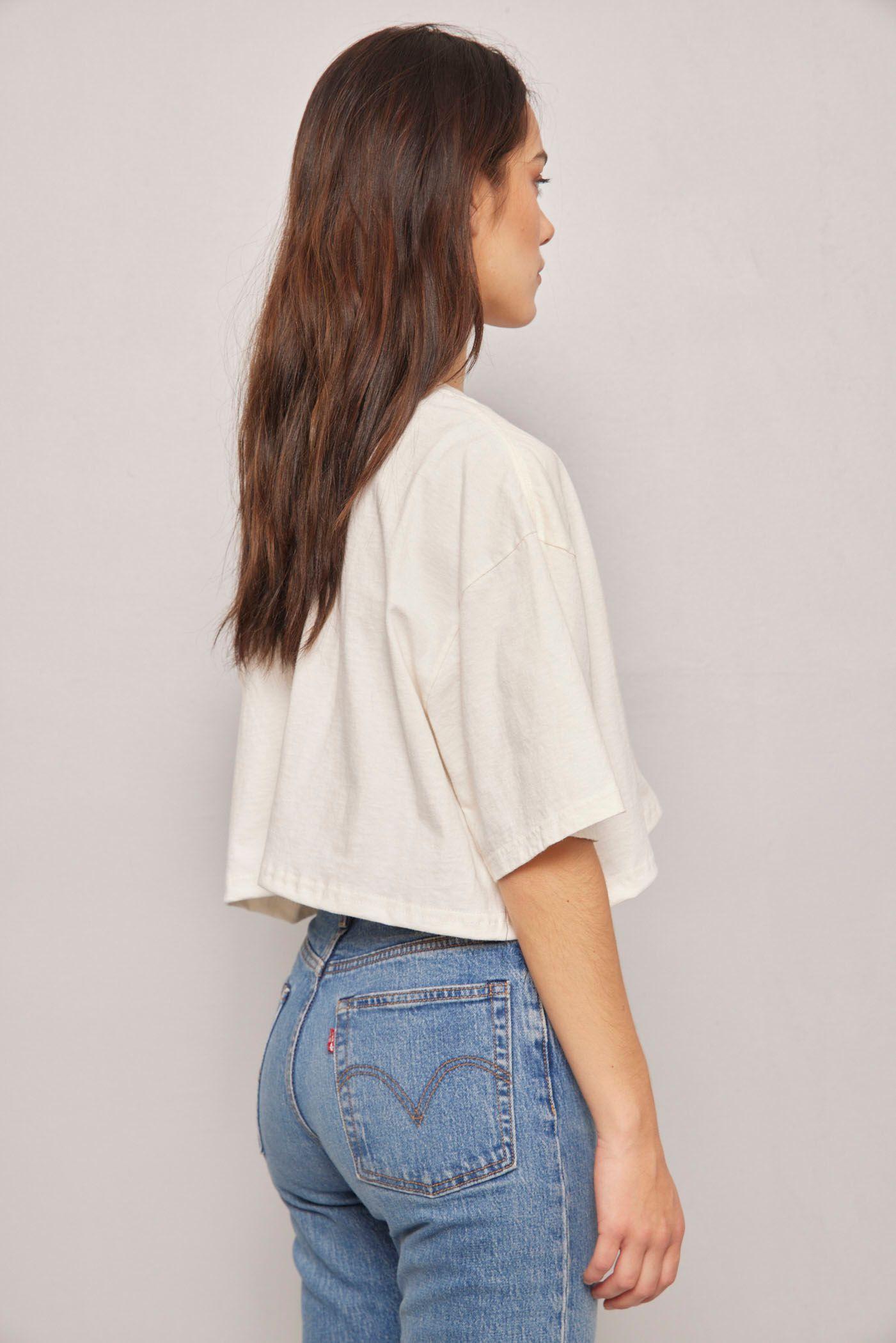 Polera casual  crema lovemade talla L-2