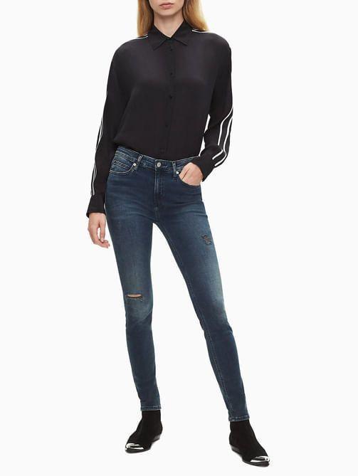 Camisa Con Detalle En Contraste Negro Calvin Klein-3