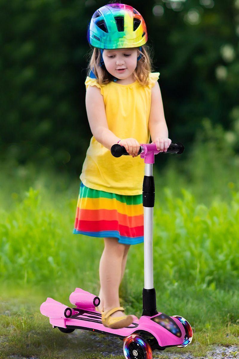 Scooter Infantil Luces LED Efecto Cohete Rosa-1