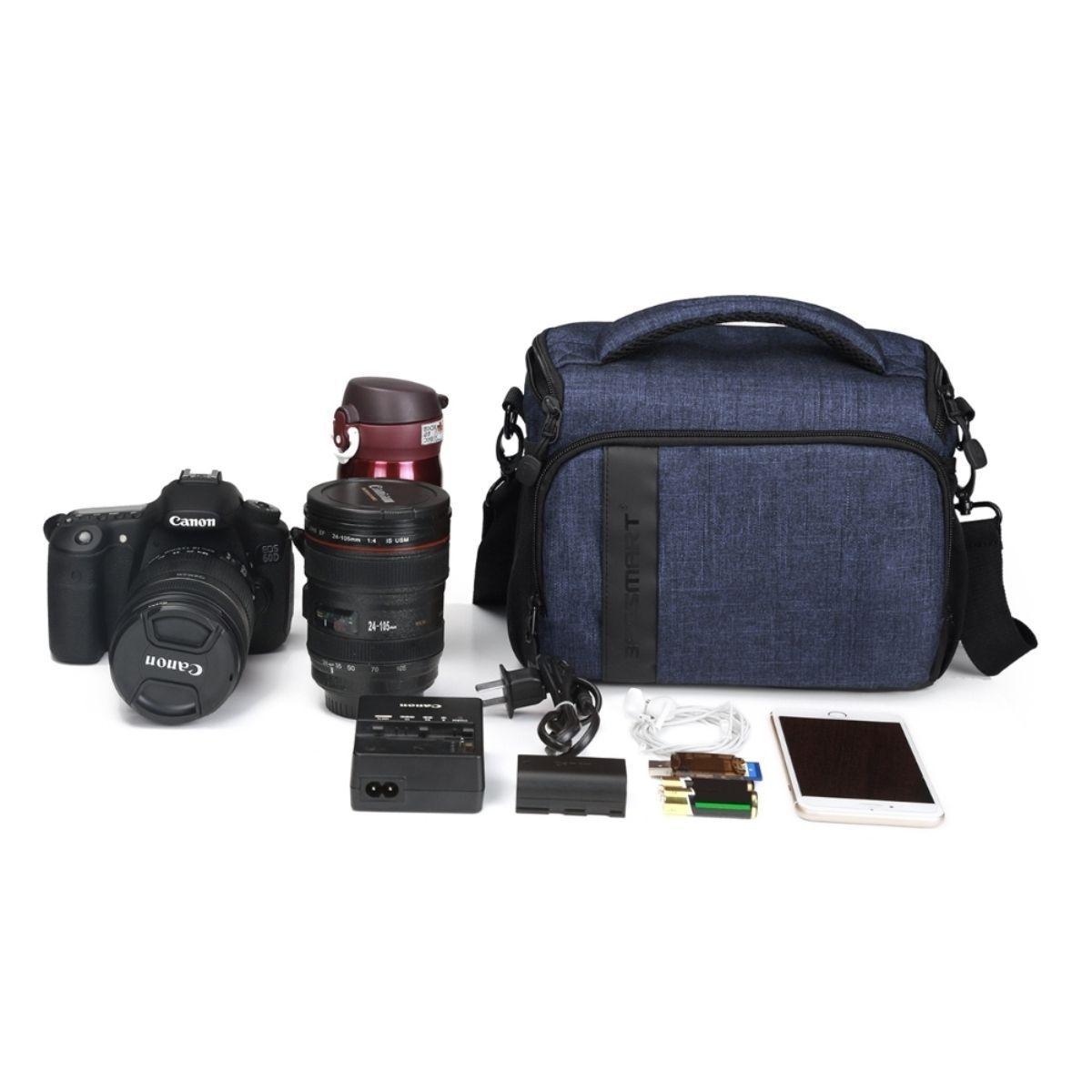 Bagsmart Bolso de hombro para cámara Montreal – Azul Marino-5