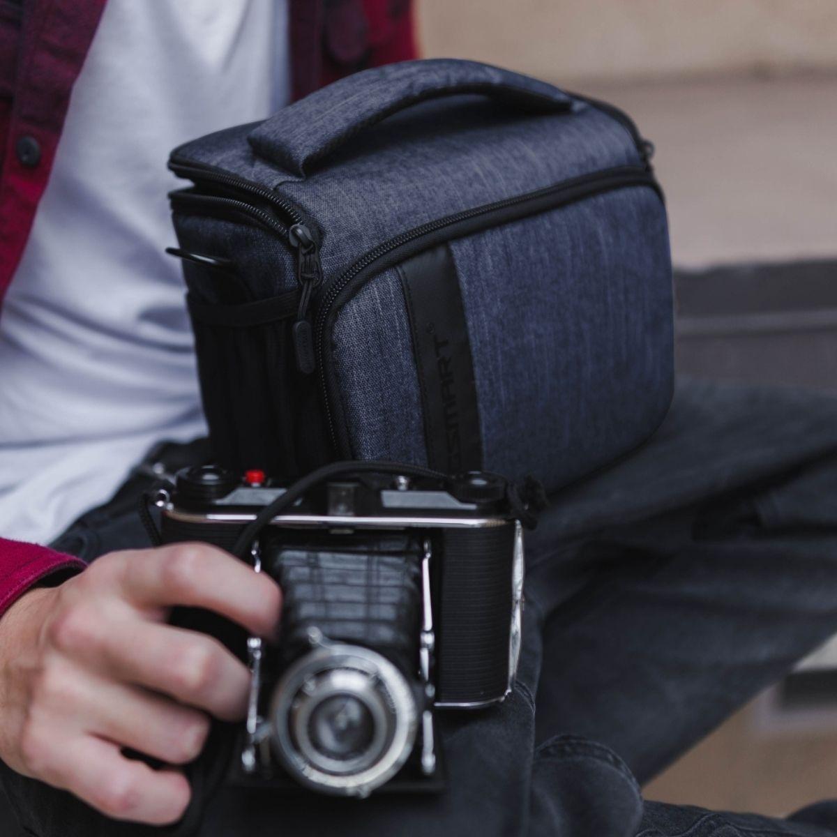 Bagsmart Bolso de hombro para cámara Montreal – Azul Marino-1