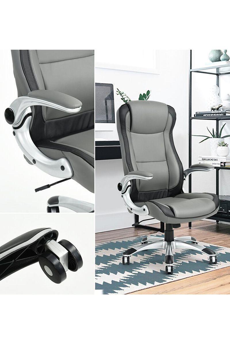 Silla De Oficina Ejecutiva Pu Ergonómica Ajustable Gris-5