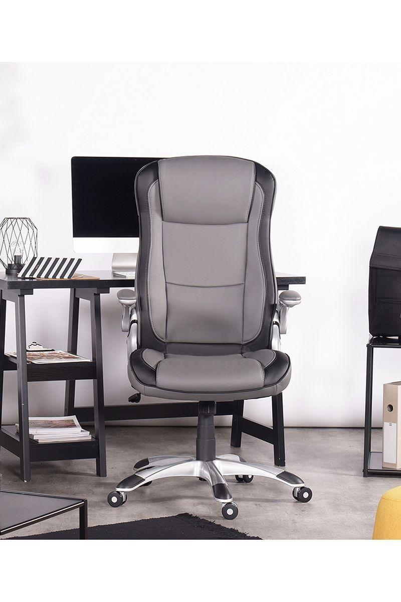 Silla De Oficina Ejecutiva Pu Ergonómica Ajustable Gris-1