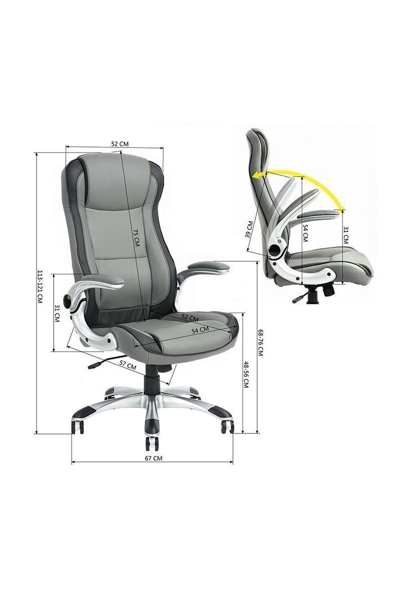 Silla De Oficina Ejecutiva Pu Ergonómica Ajustable Gris-3