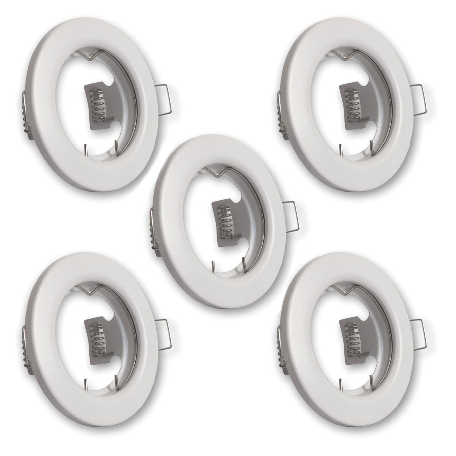 Pack 5 Focos LED Embutido Fijo Porta GU-10 Livorno MR16 Blanco-0