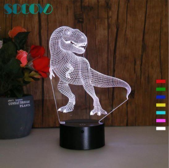 Lámpara de noche espantacuco 3D Rex Multicolor-6