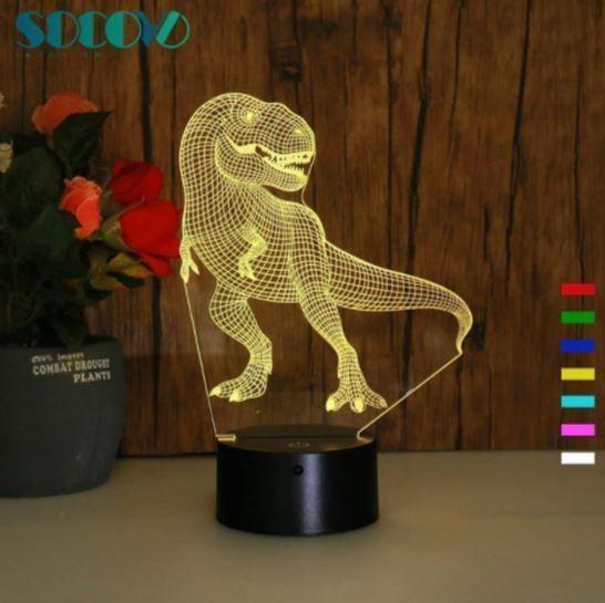 Lámpara de noche espantacuco 3D Rex Multicolor-2