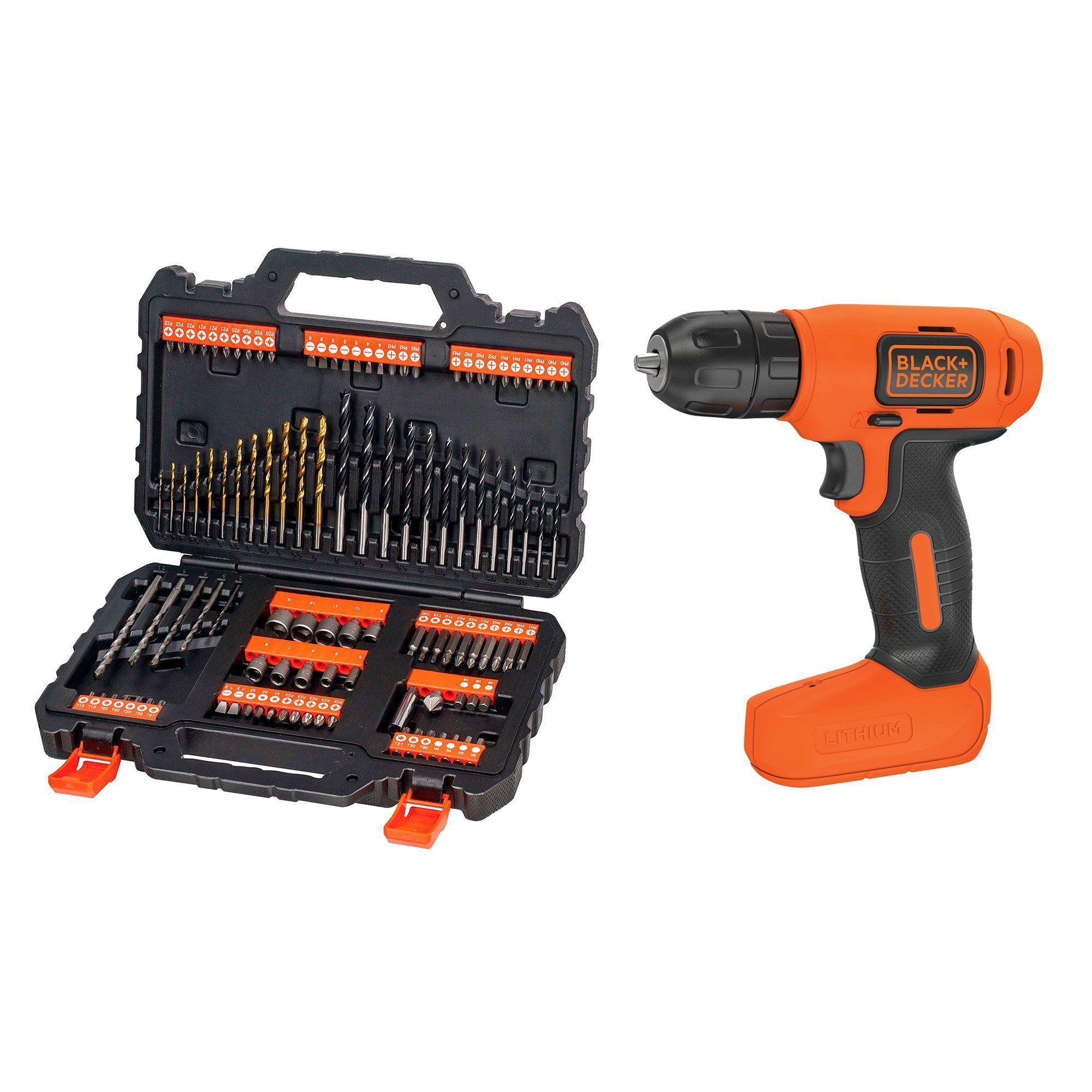 Taladro Atornillador 8v + Set Atornillar/Perforar 109 Piezas Black + Decker-0