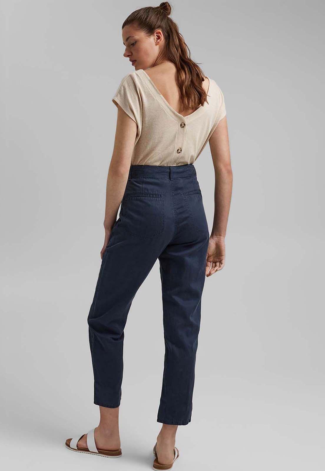 Pantalon Mujer Chino Estilo Miltar Con Tencel Esprit Azul marino-1