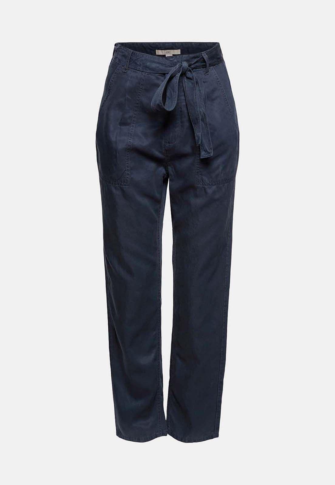 Pantalon Mujer Chino Estilo Miltar Con Tencel Esprit Azul marino-3