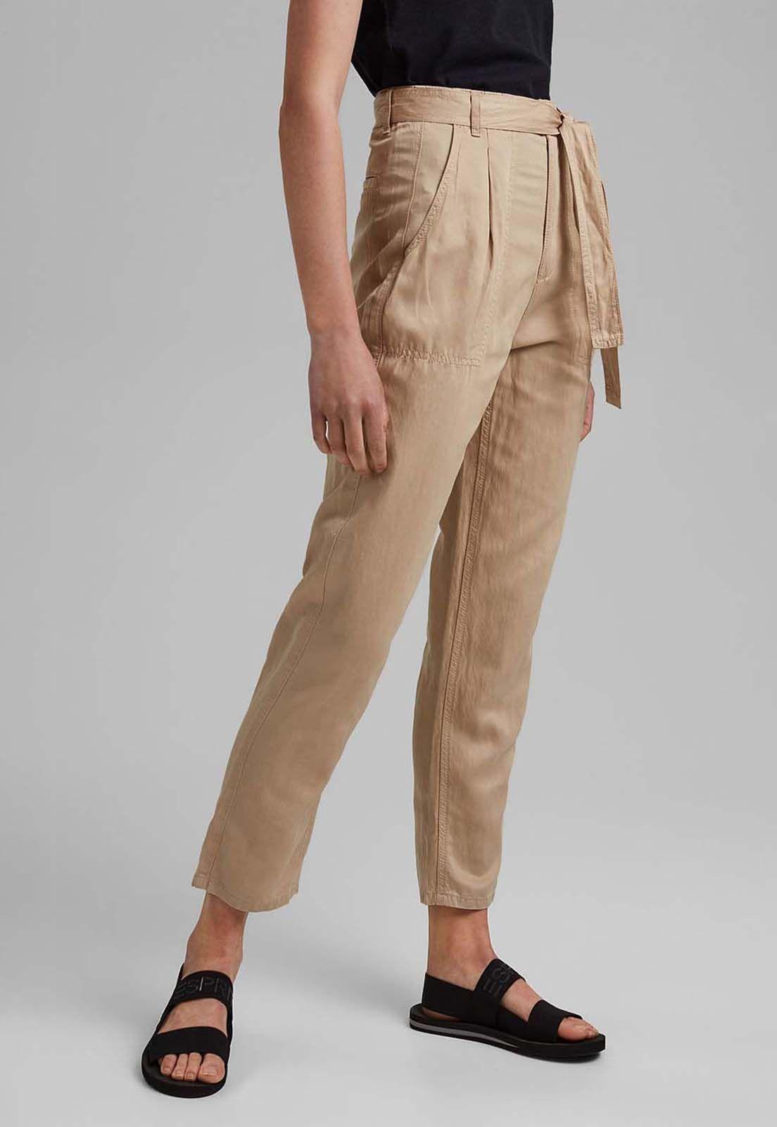 Pantalon Mujer Chino Estilo Miltar Con Tencel Esprit Azul marino-0