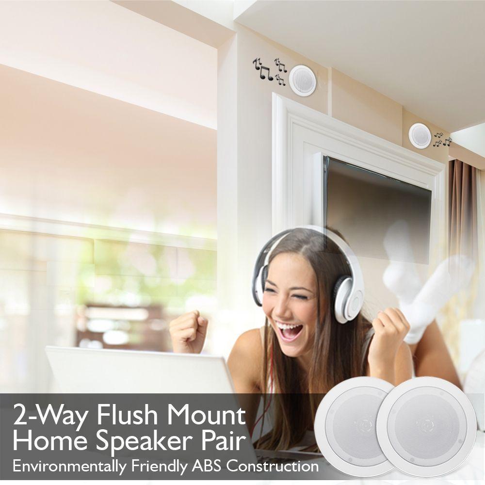 Parlantes de cielo o muro Pyle activos bluetooth empotrables blancos-2