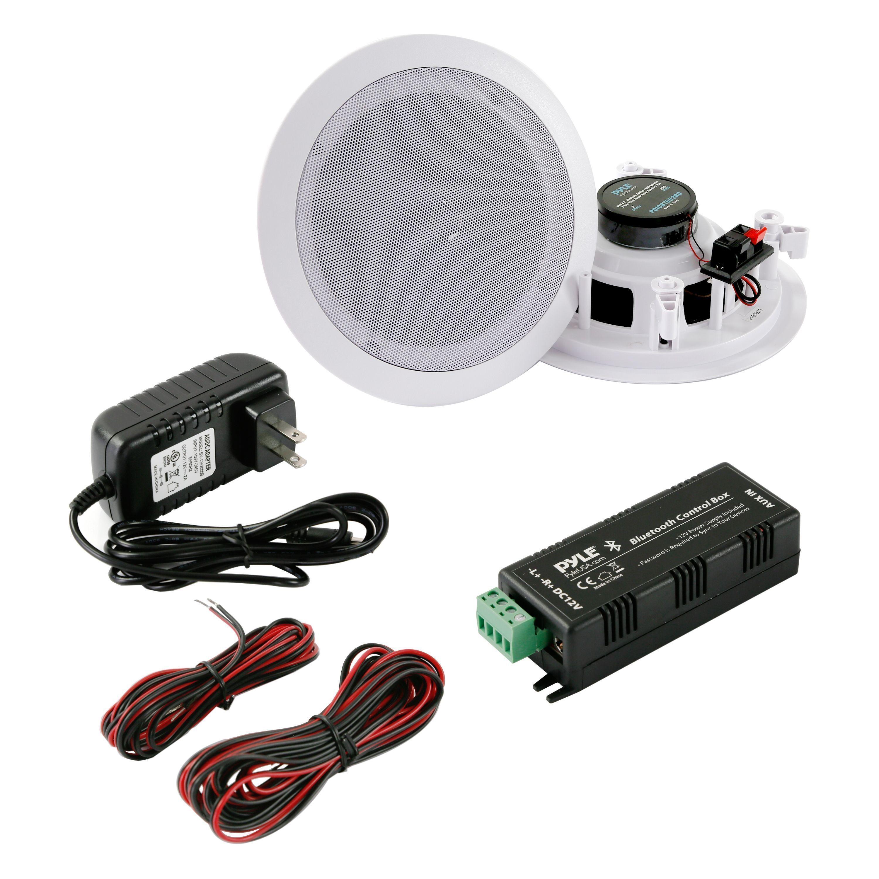 Parlantes de cielo o muro Pyle activos bluetooth empotrables blancos-3