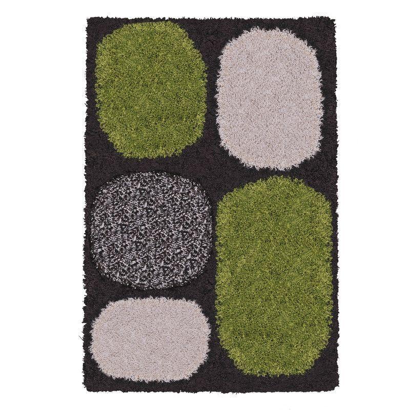 Alfombra Shaggy Roma 133x180 Piedras Verde-0