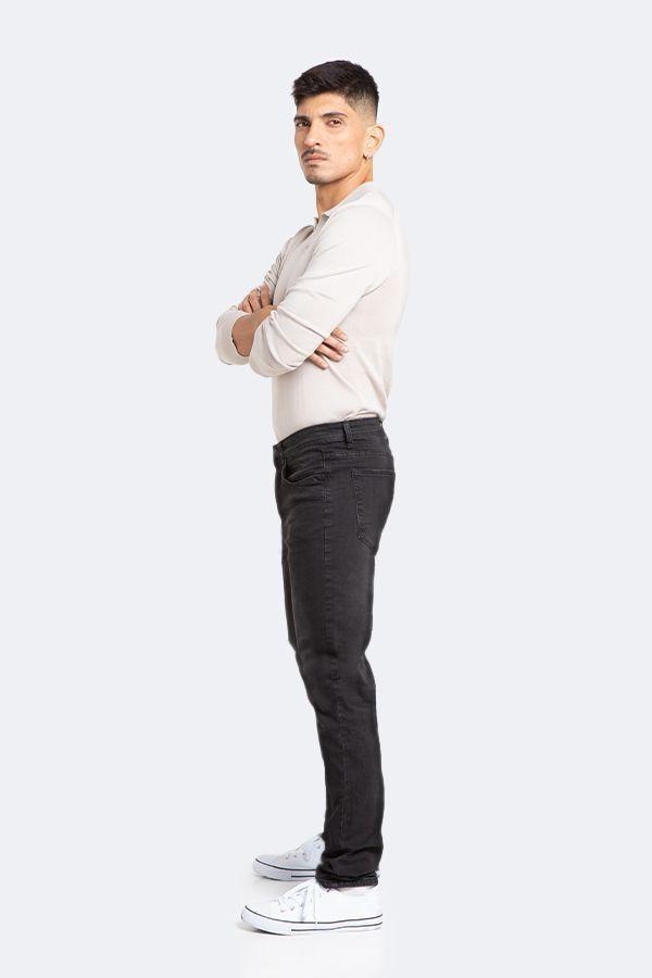 Jeans Hombre Slim Negro Liso-4