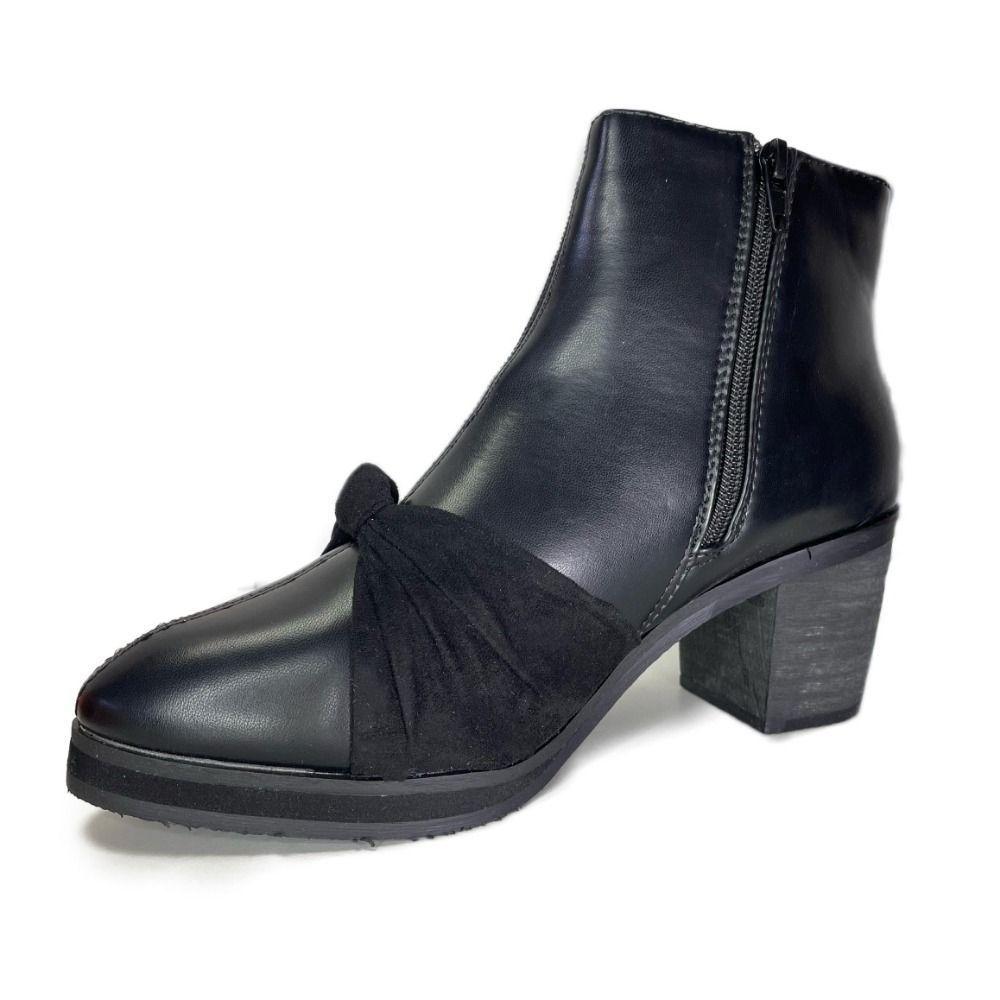 Botin Mujer taco negro Trezas-3