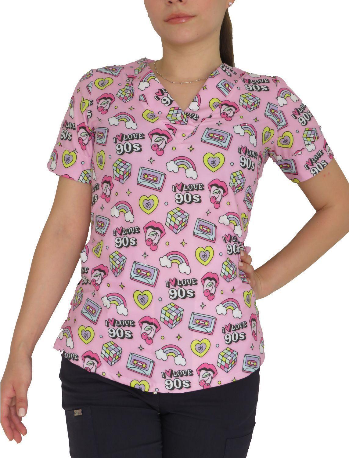 TOP ANTIFLUIDO EFFIS I LOVE 90´S - UNIFORMES CLÍNICOS-0