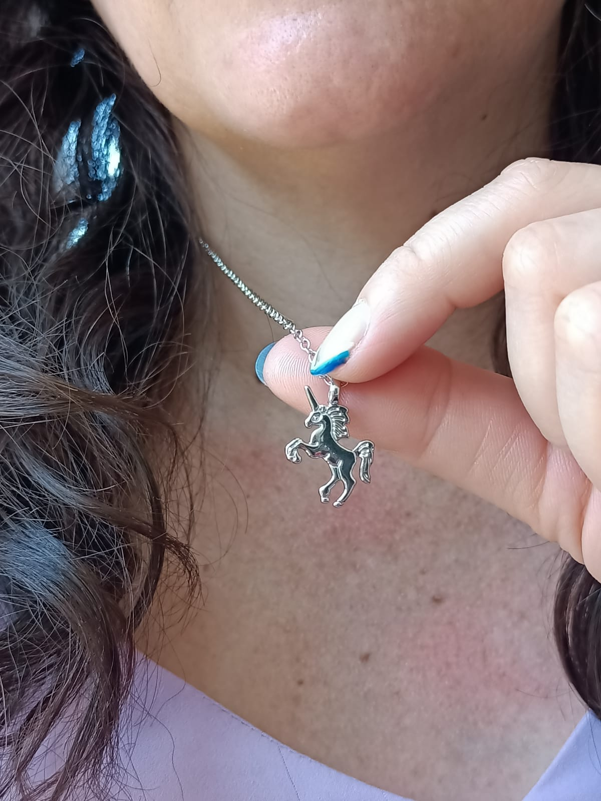 Colgante Unicornio Plateado Niñas Mujeres-4