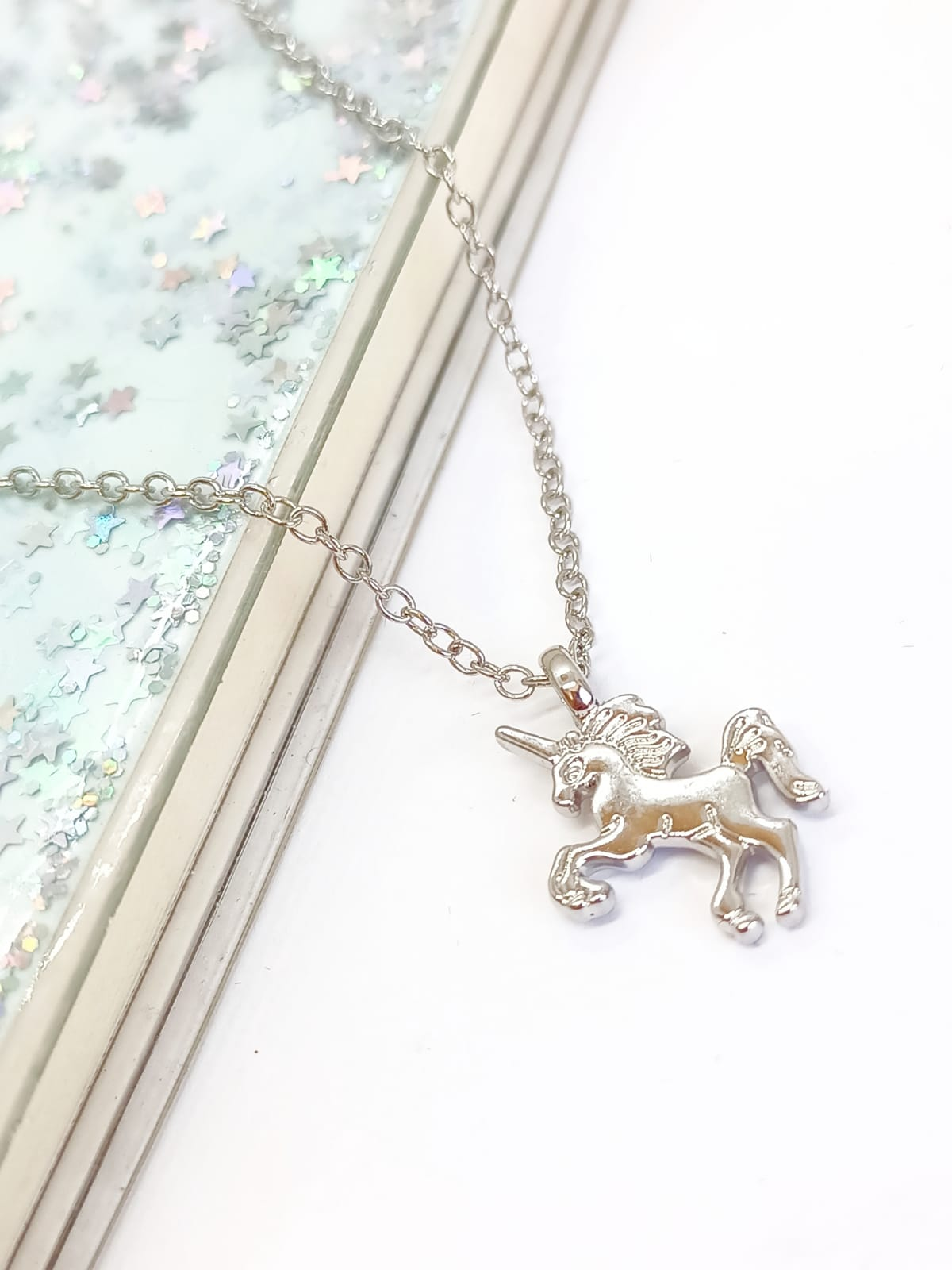 Colgante Unicornio Plateado Niñas Mujeres-2