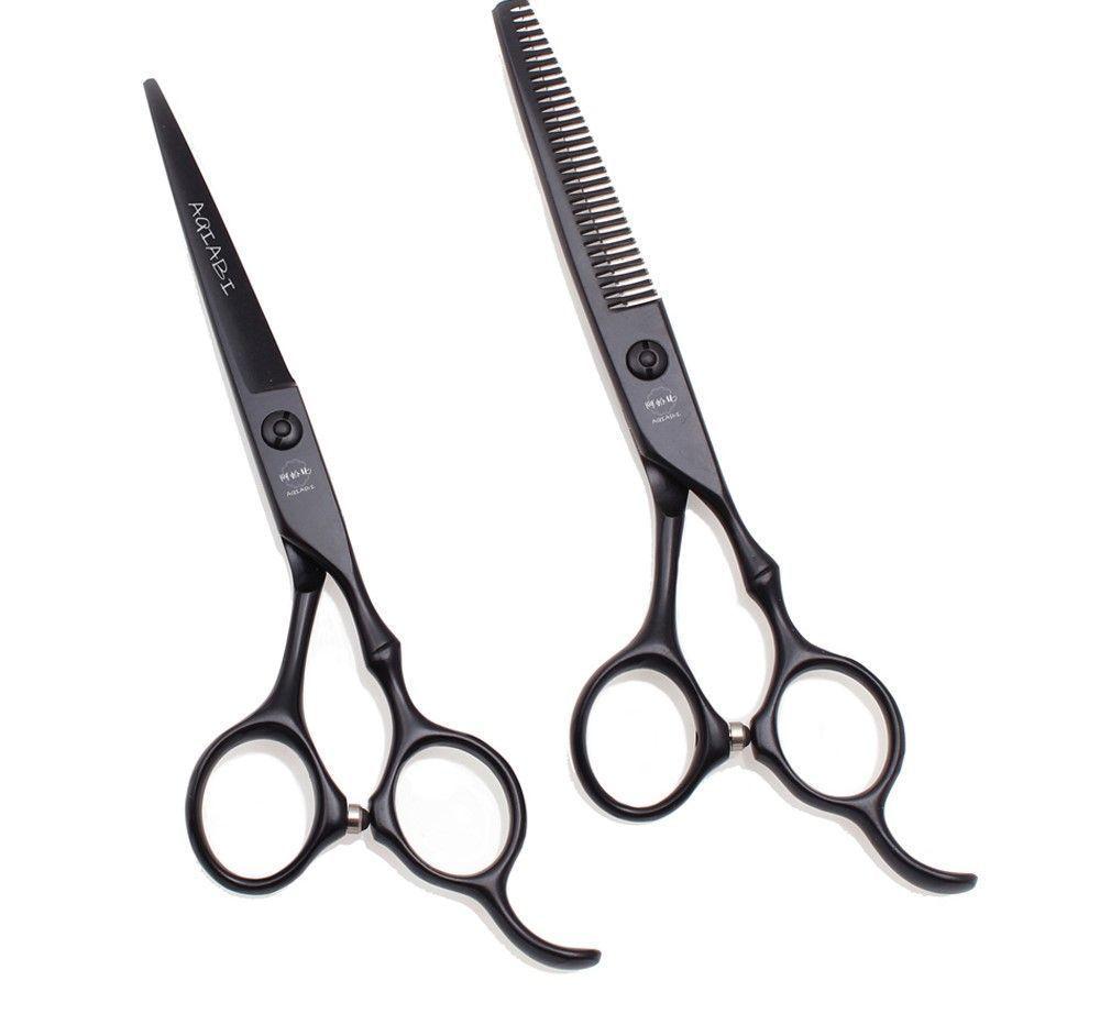 Set de Tijeras Profesionales de Peluquería 5.5 pulgadas Para Diestros color negro-0