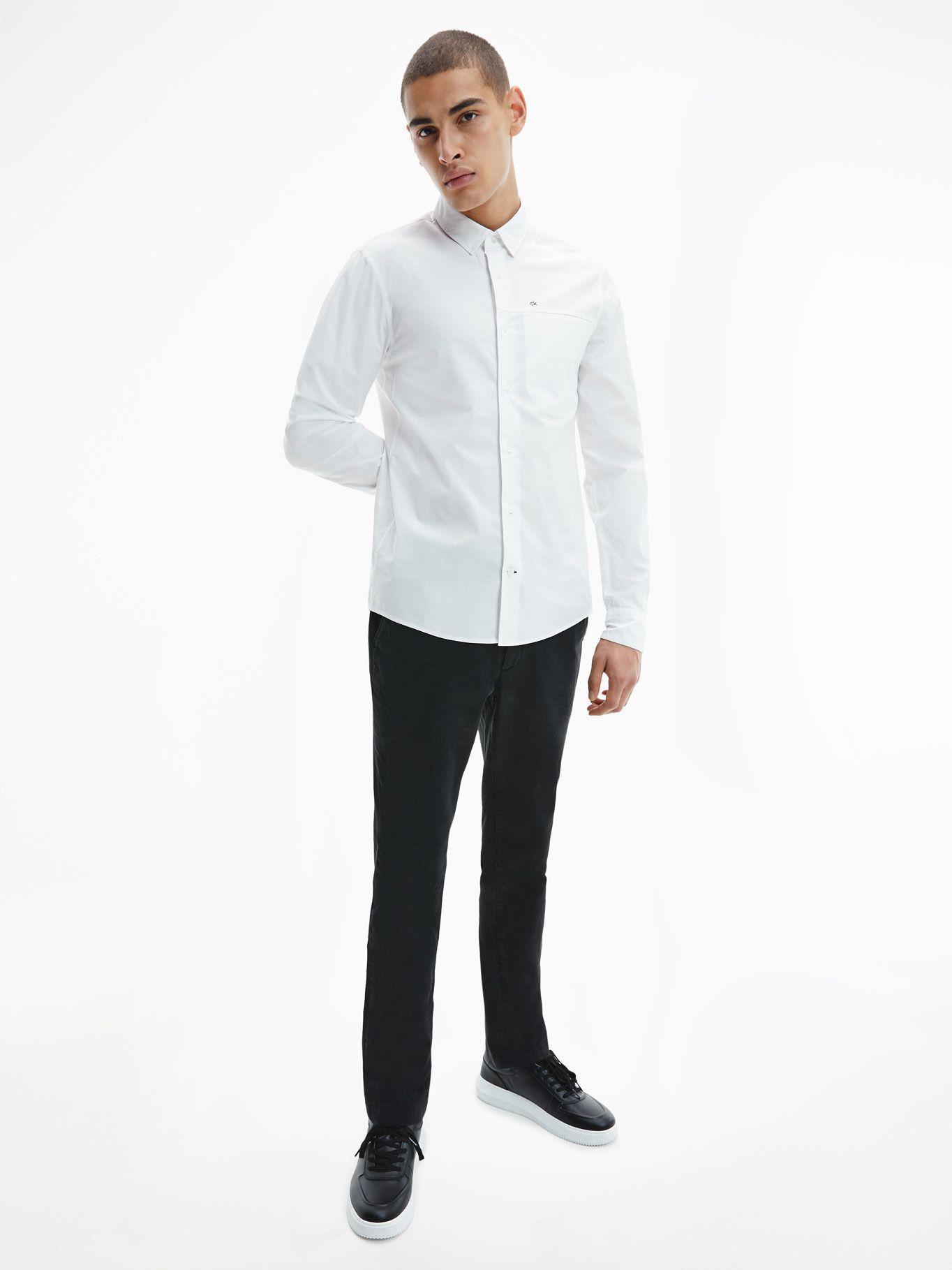 Camisa Stretch Poplin  Blanco Calvin Klein-0