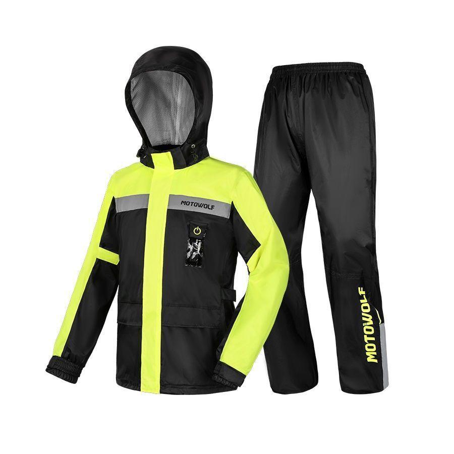 Traje Impermeable para moto y ciclismo Motowolf 0402 210T Negro/Amarillo-1