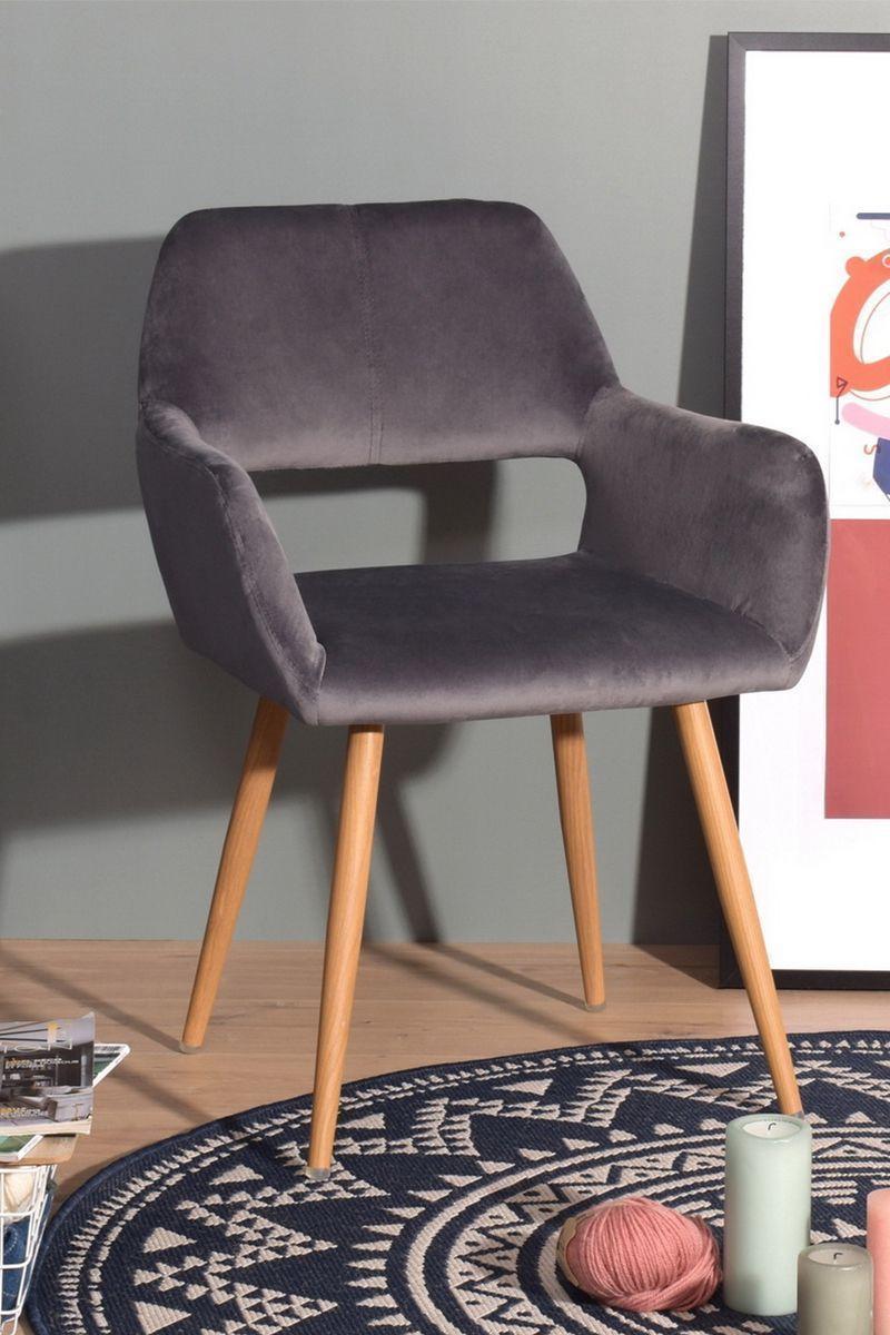 Silla Comedor Cromwell Terciopelo Gris-1