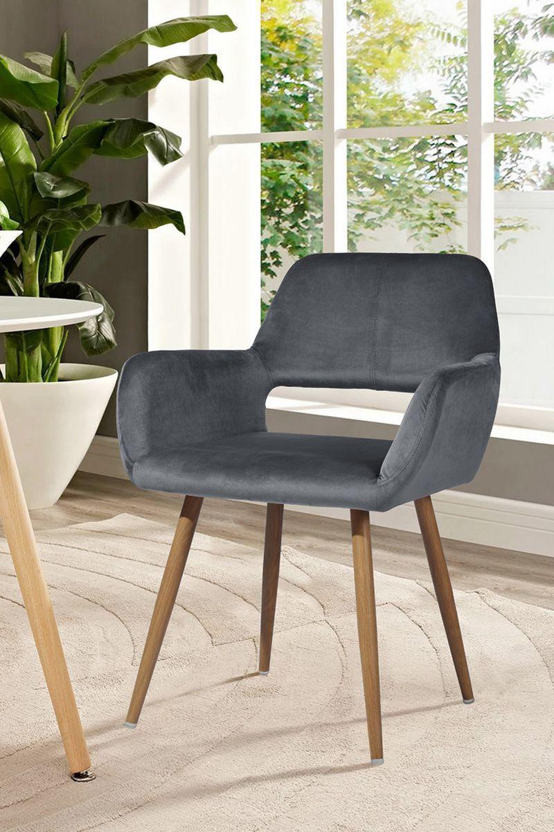 Silla Comedor Cromwell Terciopelo Gris-5