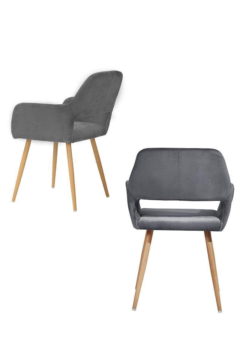 Silla Comedor Cromwell Terciopelo Gris-3