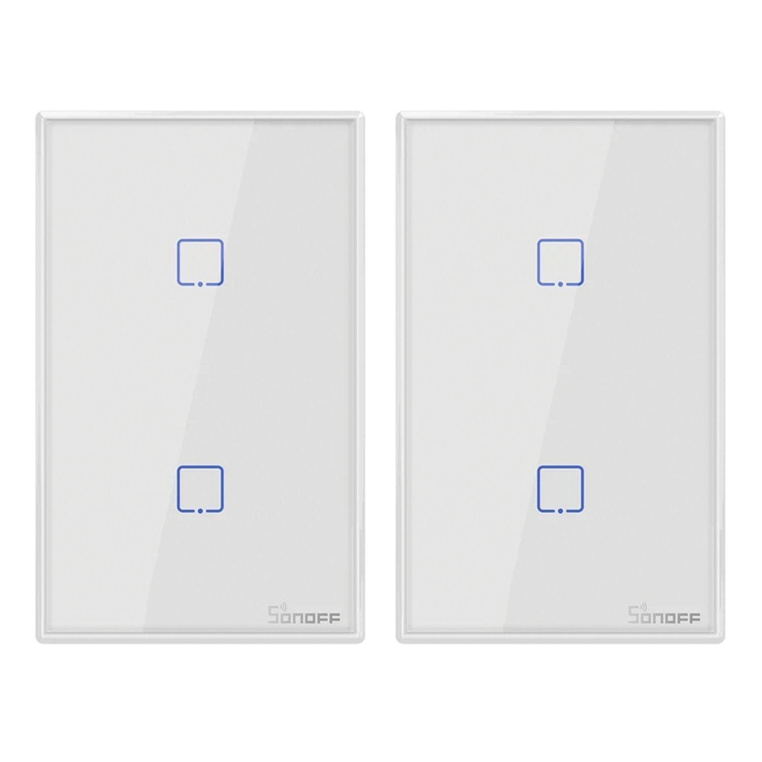 Pack 2 Interruptores Smart 2 Canales Blanco WiFi + RF T2US2C Sonoff-0