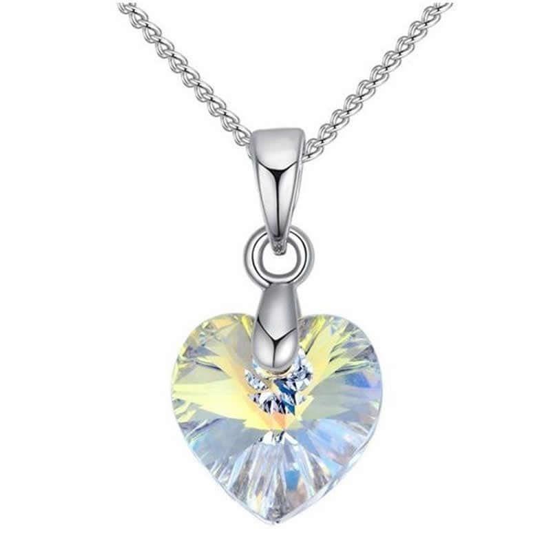 Collar Colgante Cristal Aurora Boreal Plateado -0