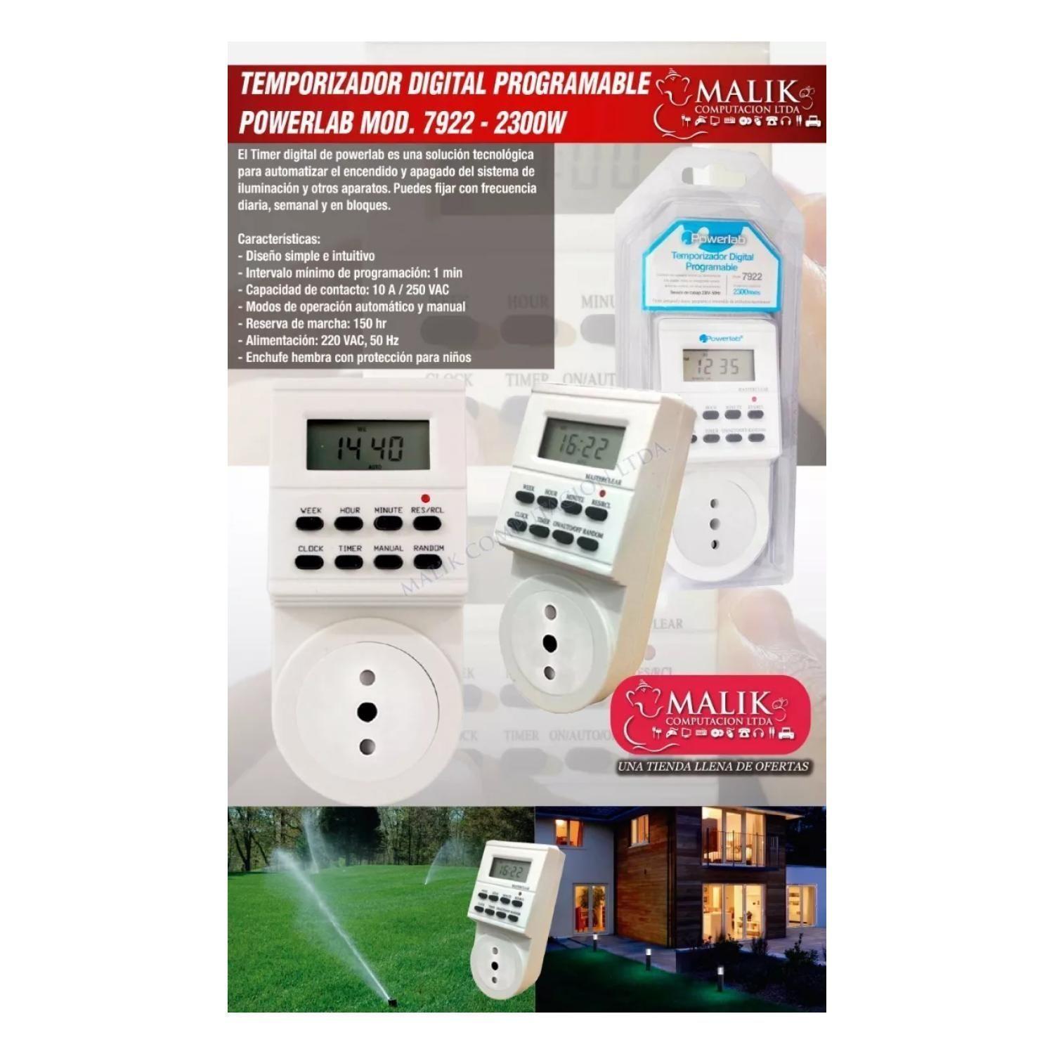 Timer Digital 2300W Temporizador 24 Horas Blanco 7922 Powerlab-3