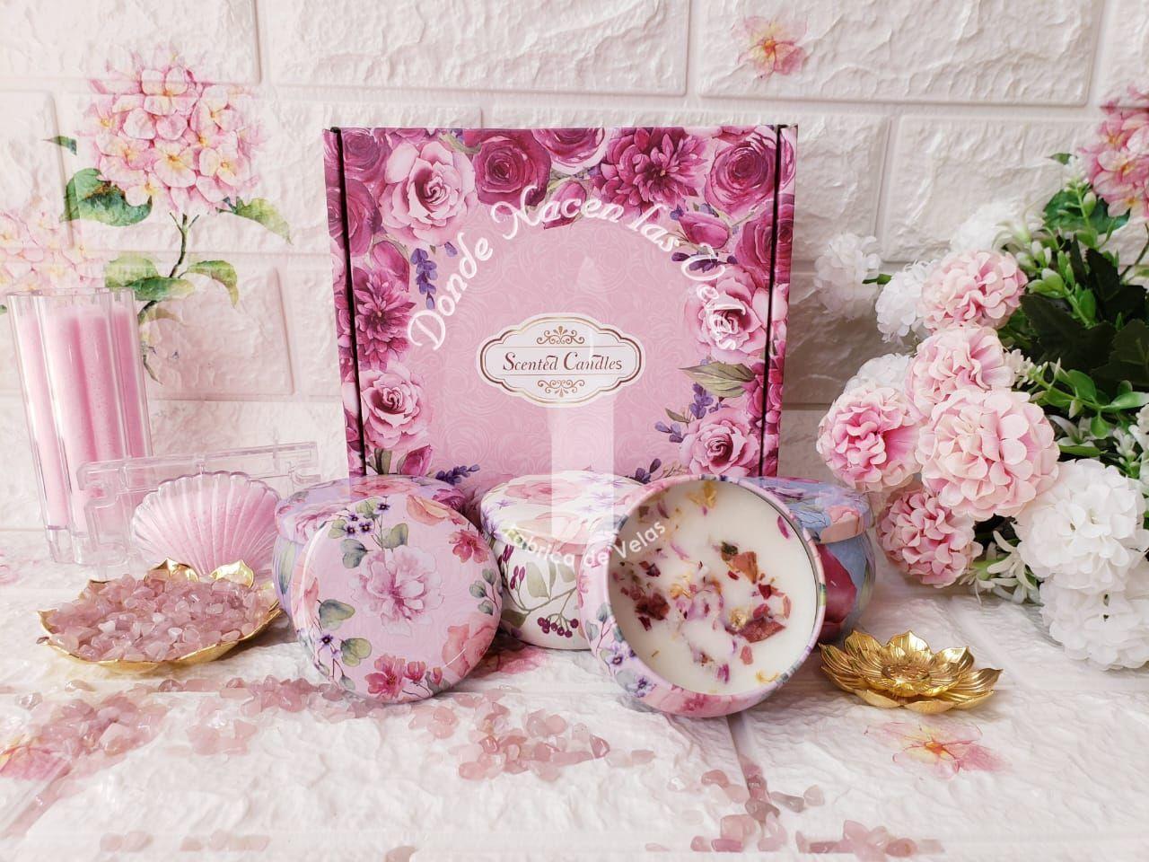 Velas Perfumadas Pack De 4 Con Flores Secas (m30)-2