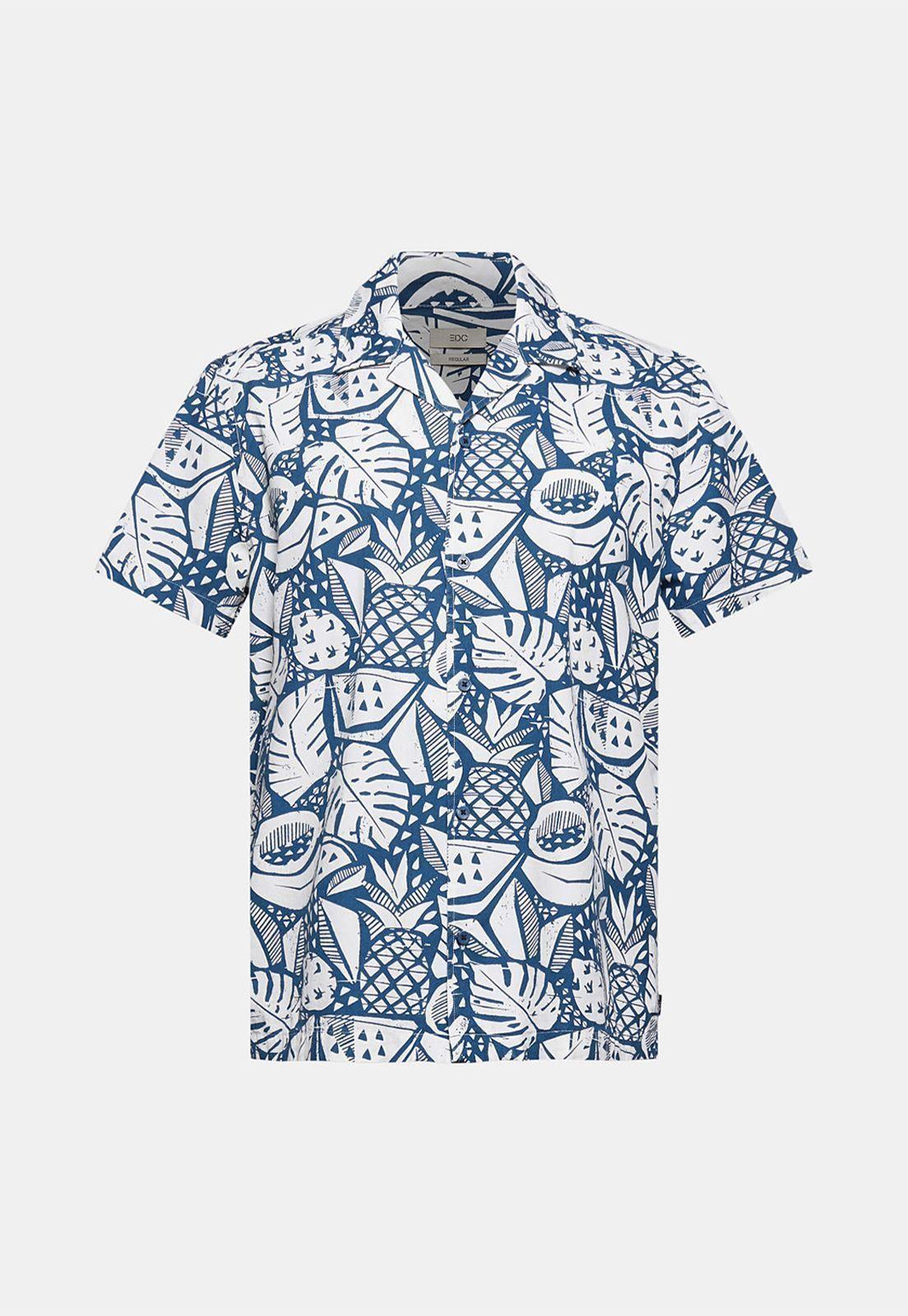 Camisa Regular Con Estampado Esprit Azul oscuro-3