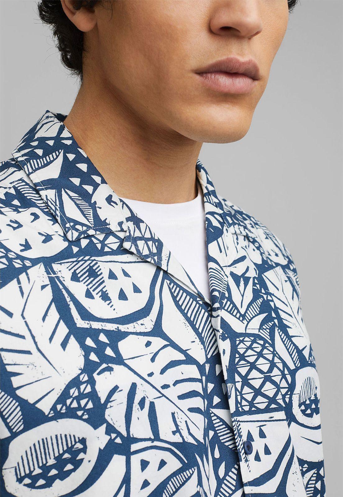 Camisa Regular Con Estampado Esprit Azul oscuro-2