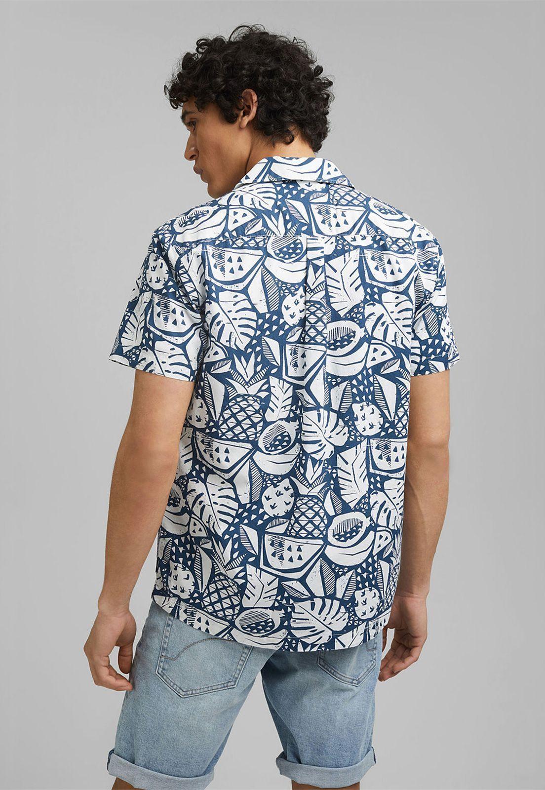 Camisa Regular Con Estampado Esprit Azul oscuro-1