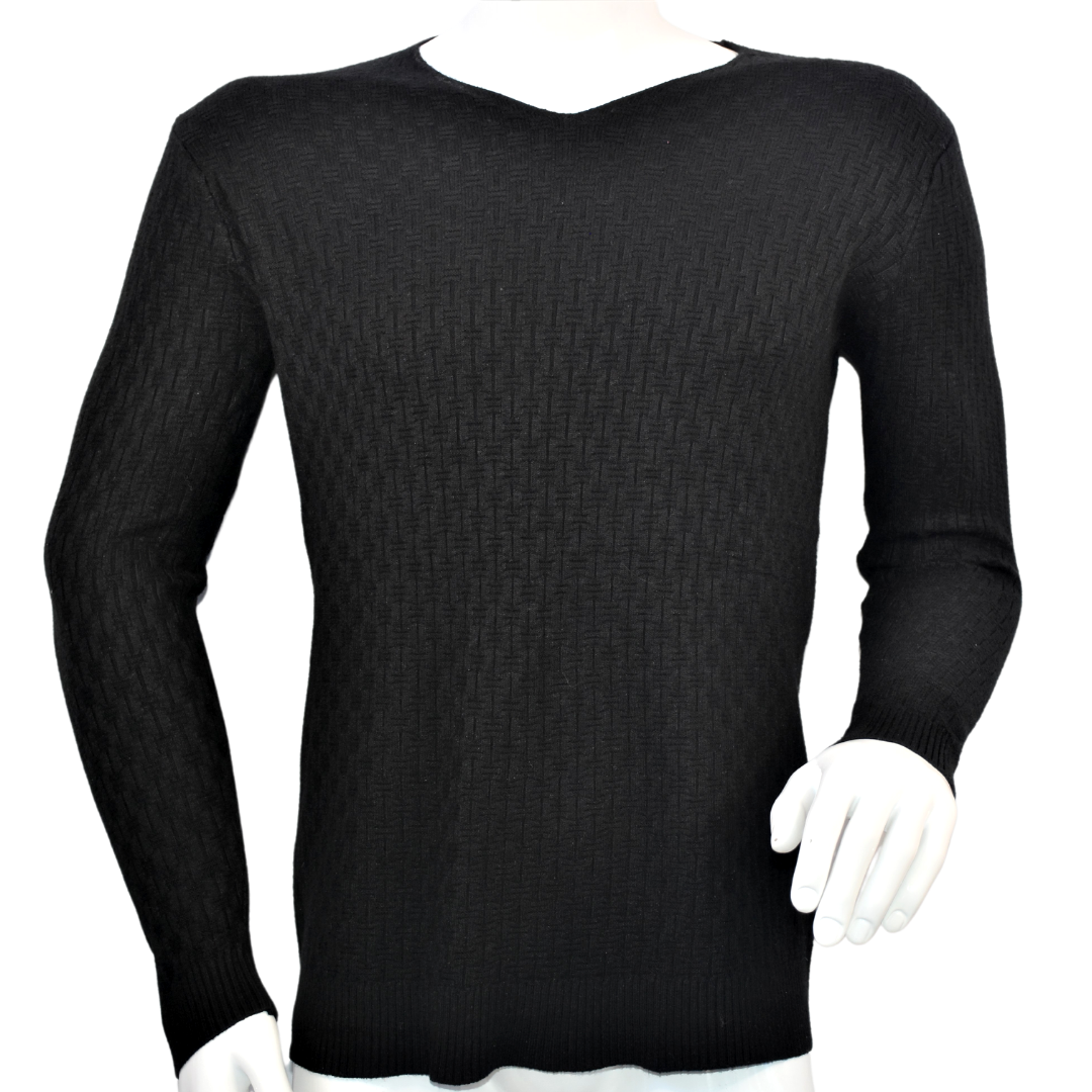  Sweater De Hombre Cuello V Negro-0