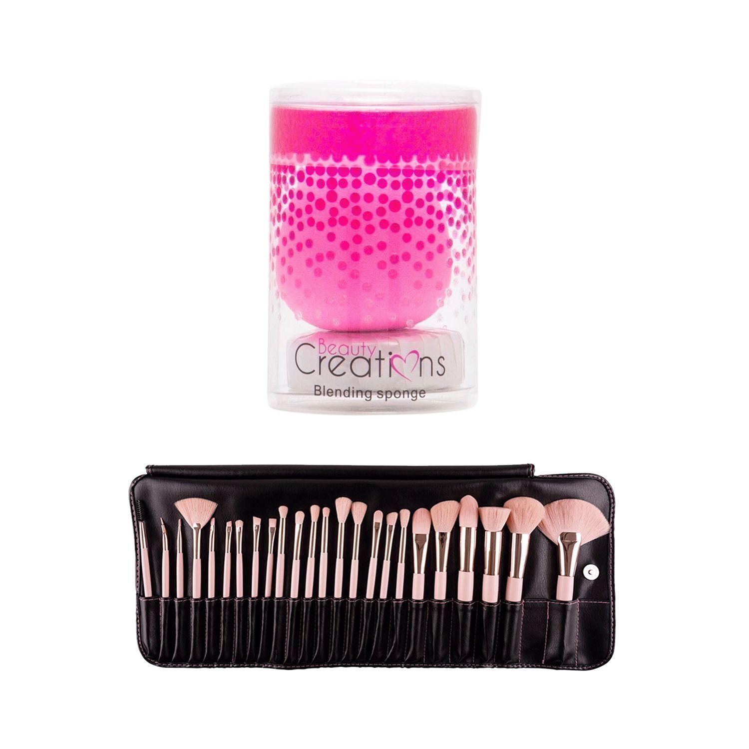 Pack Esponja De Maquillaje “Blending Sponge” Con Jabón + Set 24 Brochas Pretty In Pink de Beauty Creations-0