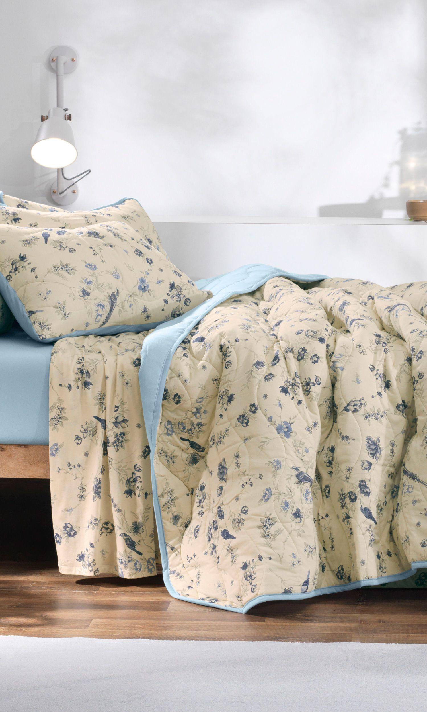 Cubrecama Malha in Cotton 1,5 Plazas Botanical Blue D2 -0