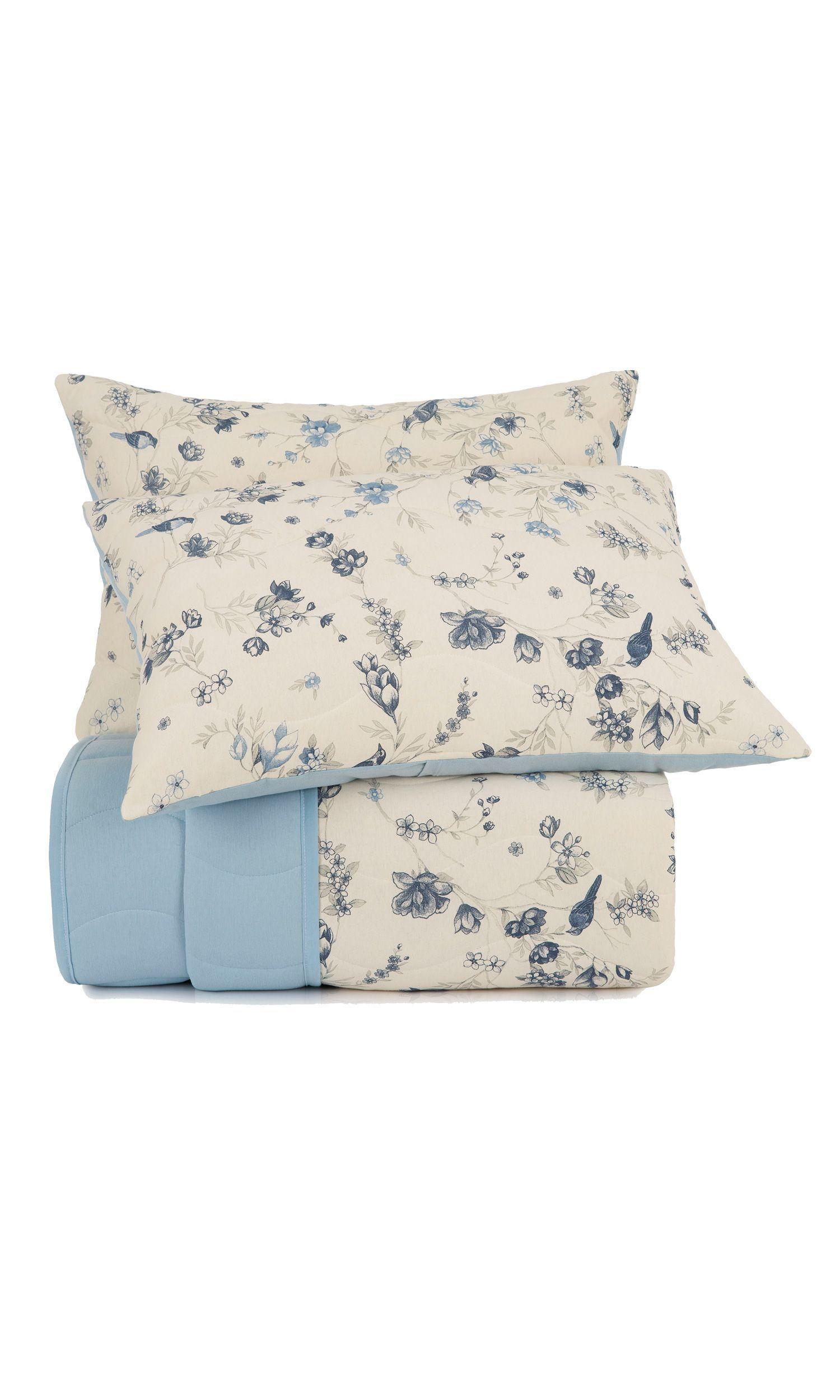 Cubrecama Malha in Cotton 1,5 Plazas Botanical Blue D2 -1