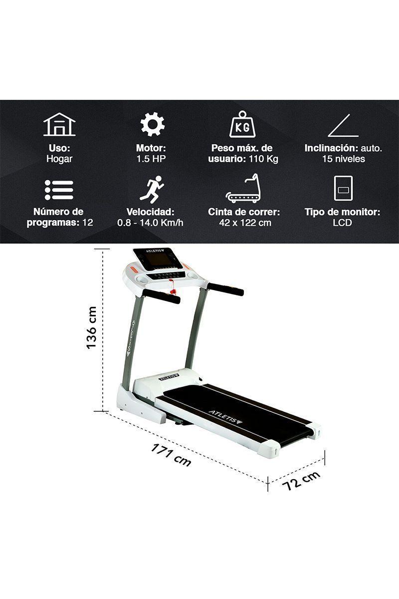 Trotadora Atletis Fit BS8210 LCD 5" MP3 USB Blanco-2