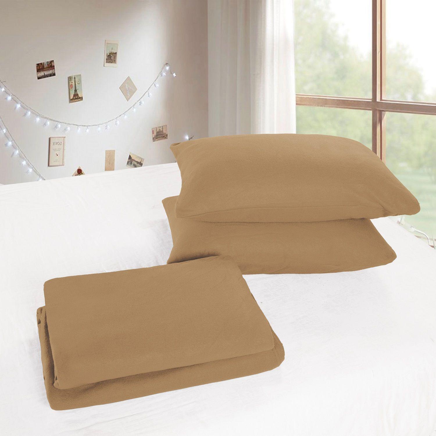 Juego de Sabanas Polar Domsa 2 Plazas Color Café Claro-1