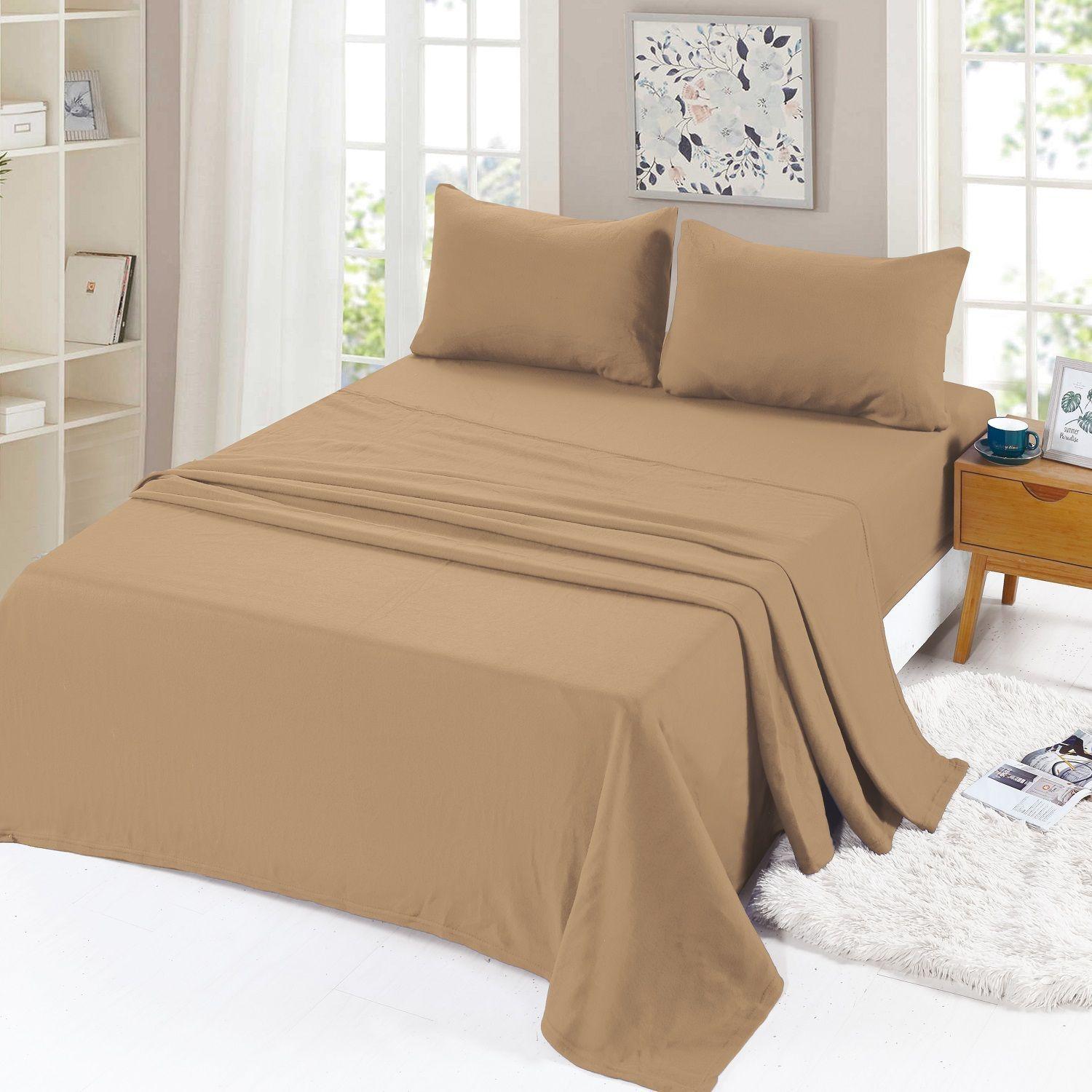 Juego de Sabanas Polar Domsa 2 Plazas Color Café Claro-0