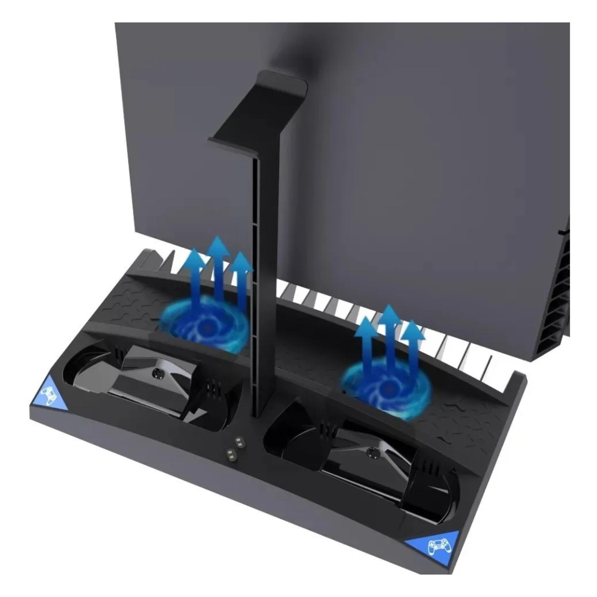 Base Soporte Cooler Cargador Para PS4 Vertical 6 En 1 Negro-3