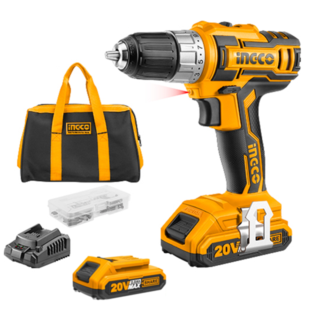 Taladro Atornillador 20v 10mm 2bat+ Carg Cdli2002-0