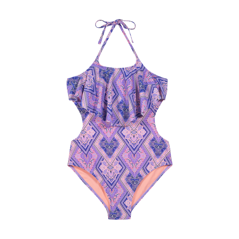 Teens Niña Trikini UV+30 Estampado Greca Lila-0
