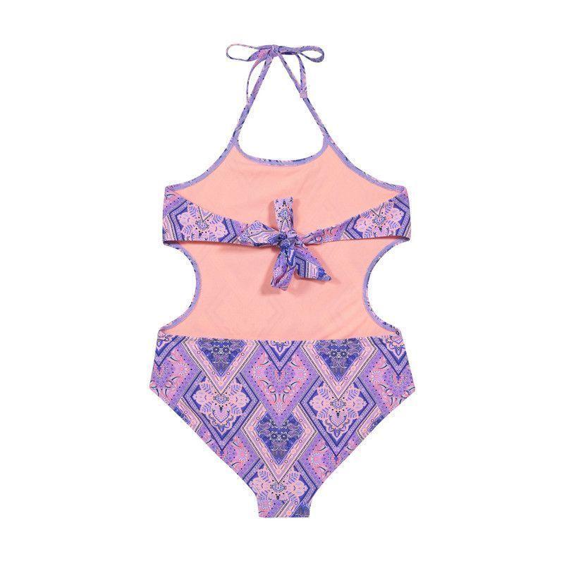 Teens Niña Trikini UV+30 Estampado Greca Lila-1